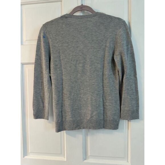 NWT Brooks Brothers Women's sweater top with pearl neckline, grey, size S - Picture 2 of 6